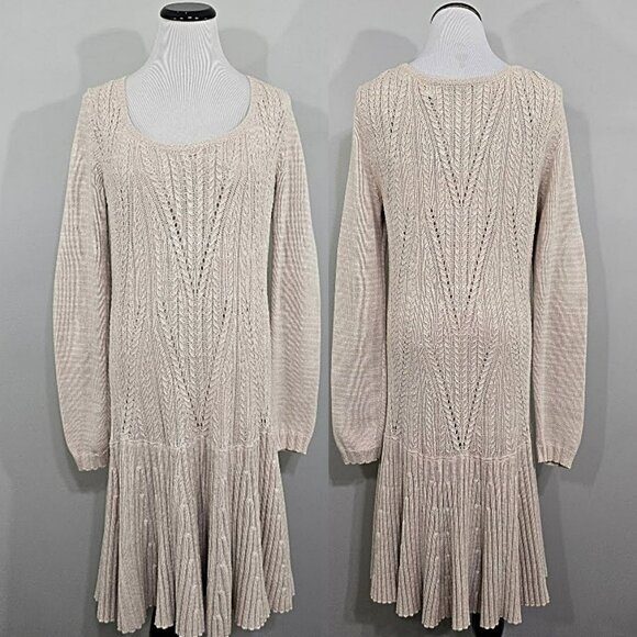 Vtg y2k MODA international Crop Waist Scoop Neck Sweater Dress Sz XL Long Sleeve - Picture 1 of 16